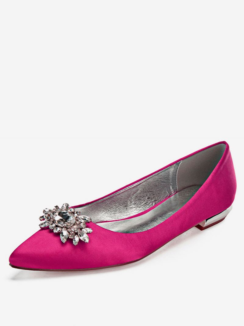 Strass-satijnen Bruiloftsflats Dames - Rose