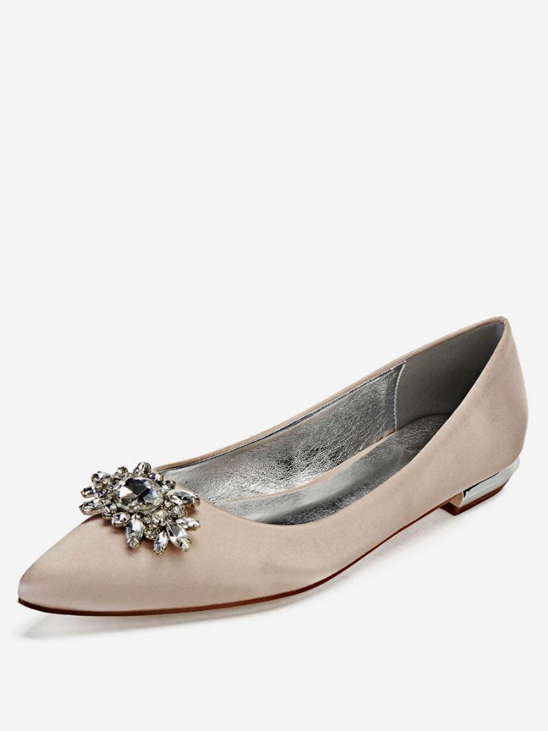 Strass-satijnen Bruiloftsflats Dames - Champagne