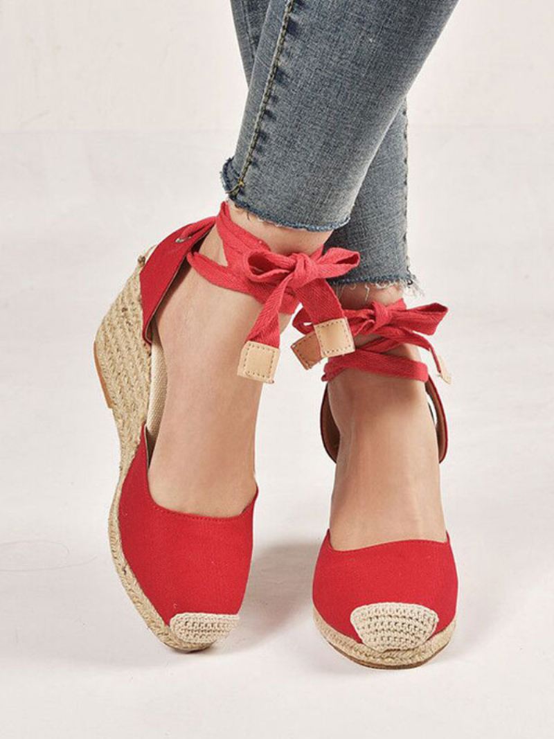 Trouwschoenen Dames Boho Bruidsschoenen Suède Puntige Neus - Rood