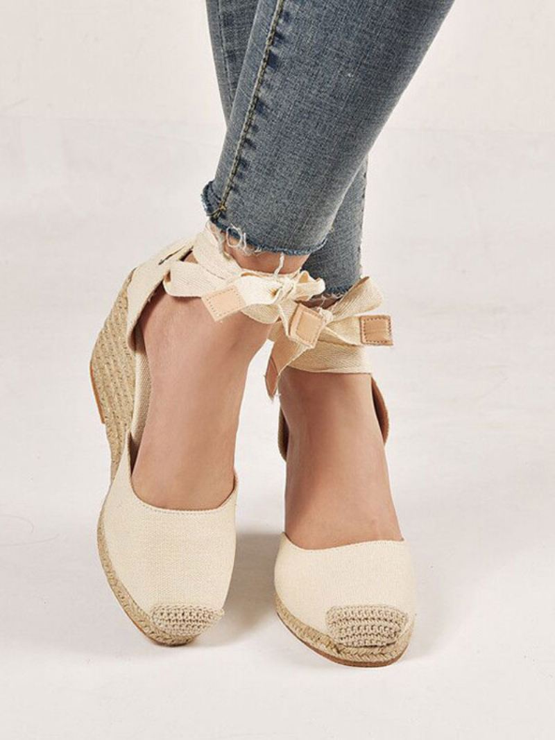 Trouwschoenen Dames Boho Bruidsschoenen Suède Puntige Neus - Beige