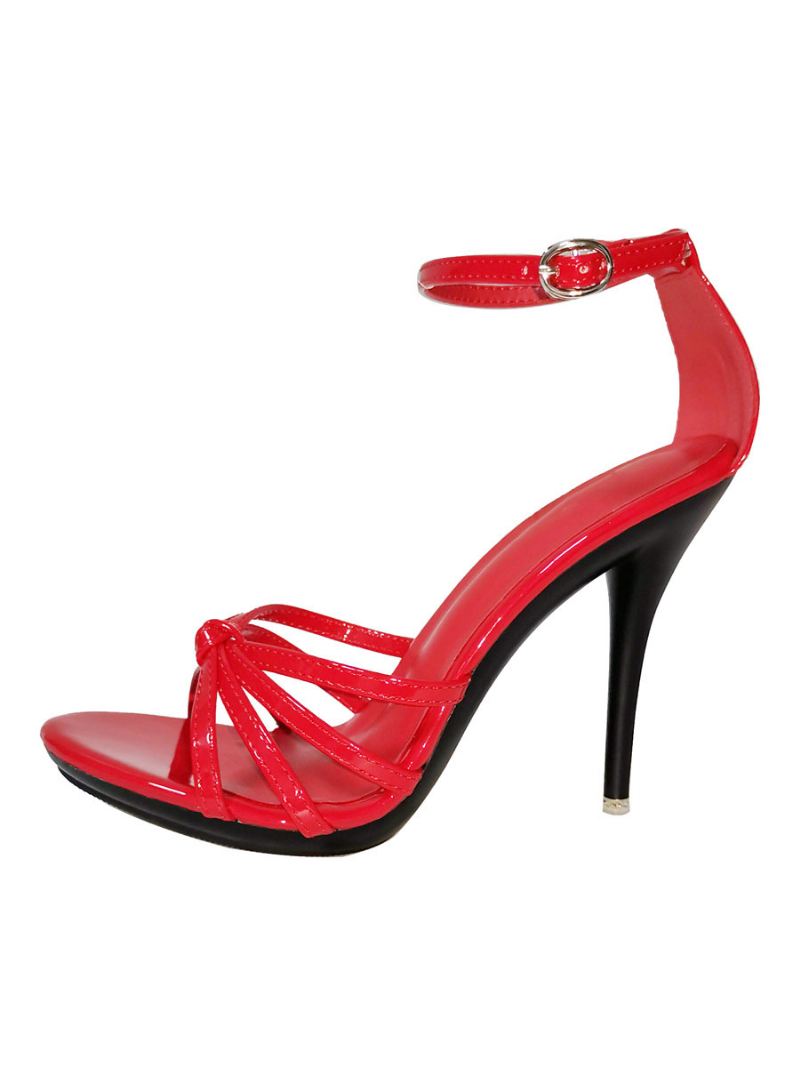 Dames Enkelband Sexy Stiletto Galahak Sandalen - Rood