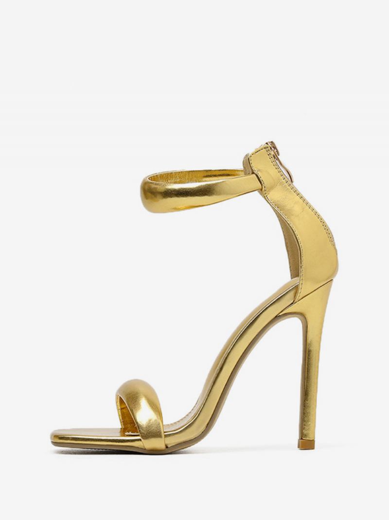 Damespuffer Enkelbandje Stiletto Prom Heel Sandalen Bruidsmeisjesschoenen - Goud