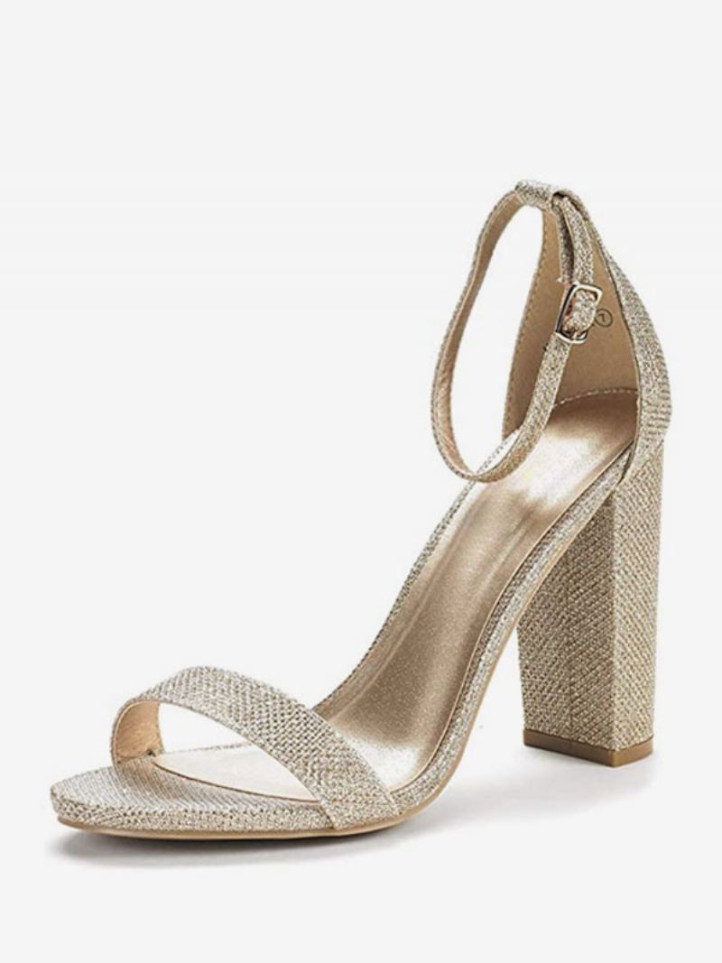 Damesschoenen Met Enkelbandje Homecoming-sandalen Dikke Hak - Licht Goud