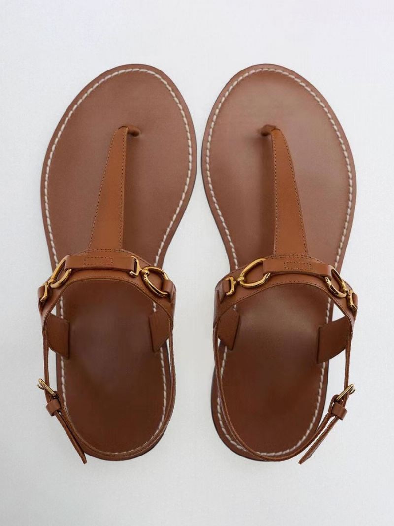 Platte Damessandalen Chique Pu-leren Sandalen Met Open Teen - Koffiebruin