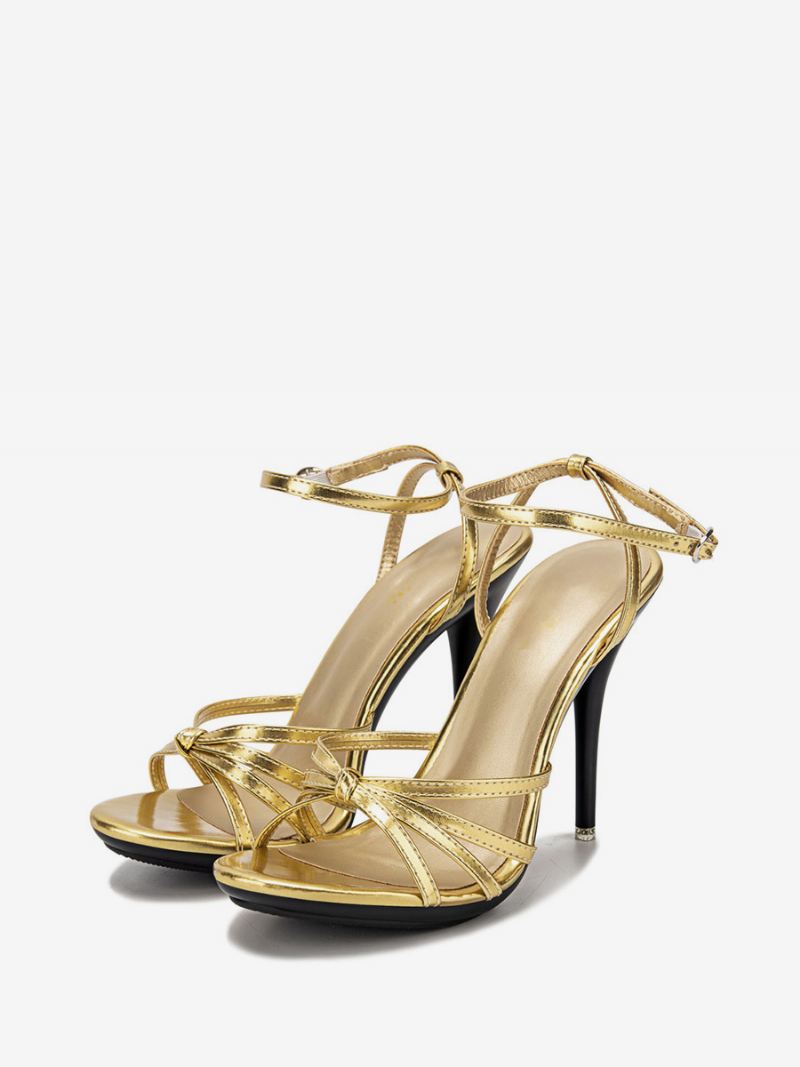 Rode Sandalen Met Stiletto-galahak Dames - Goud