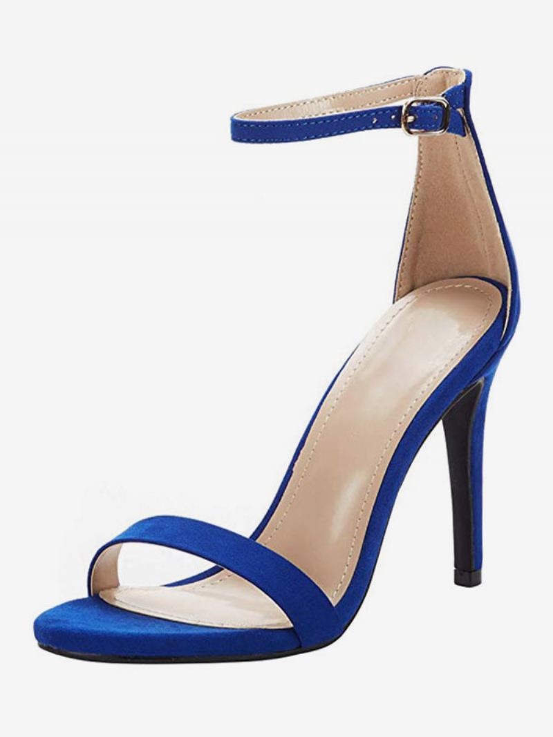 Suède Galasandalen Met Enkelbandje Dames Homecoming-sandalen Hak - Blauw