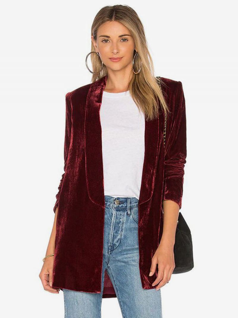 Blazer Dames Velours Lange Mouwen Effen Kleur Op Maat Gemaakt Jasje