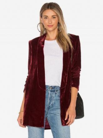 Blazer Dames Velours Lange Mouwen Effen Kleur Op Maat Gemaakt Jasje