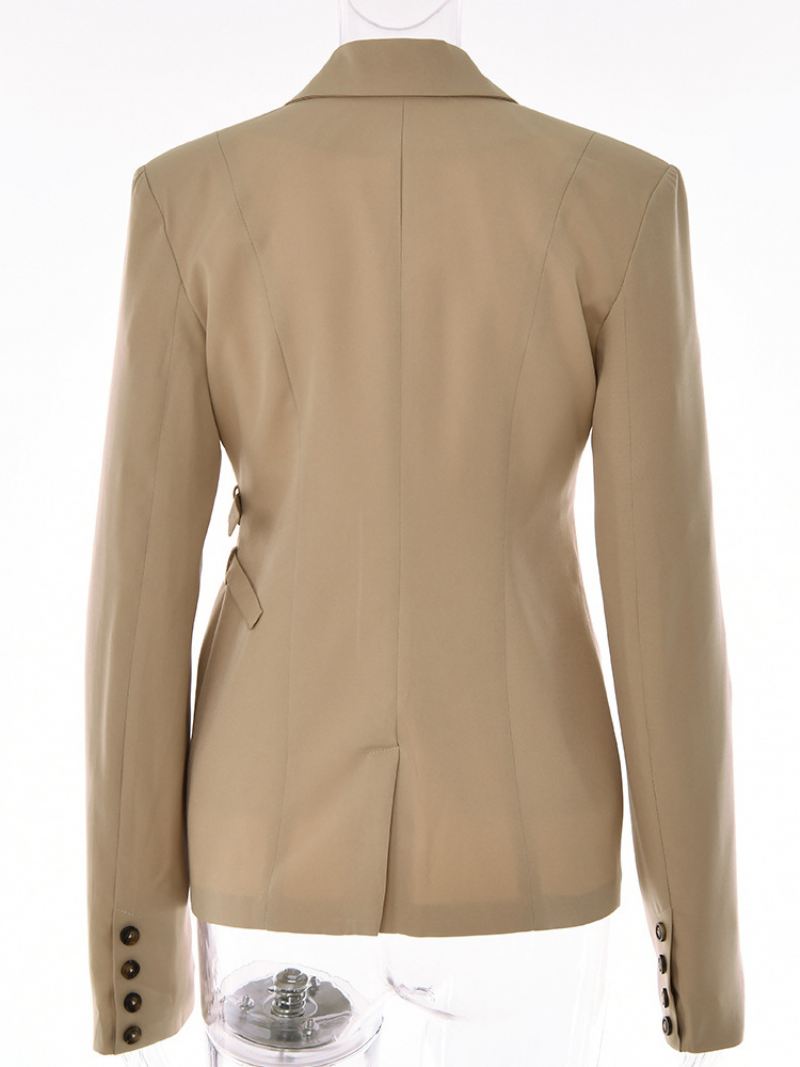 Blazer Met Lange Mouwen V-hals Ingekeepte Revers Dames - Lichtgeel