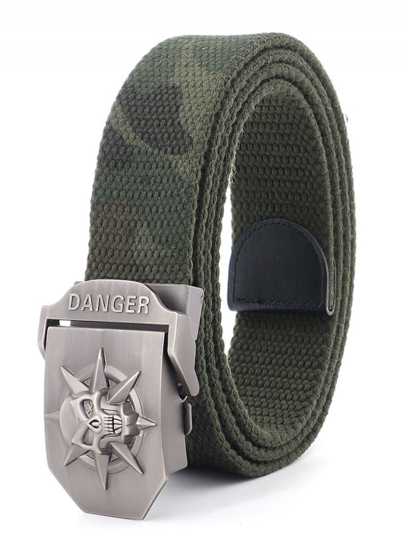 Stijlvolle Riem Heren Schedelpatroon Camouflage Polyester Kaki - Jagergroen