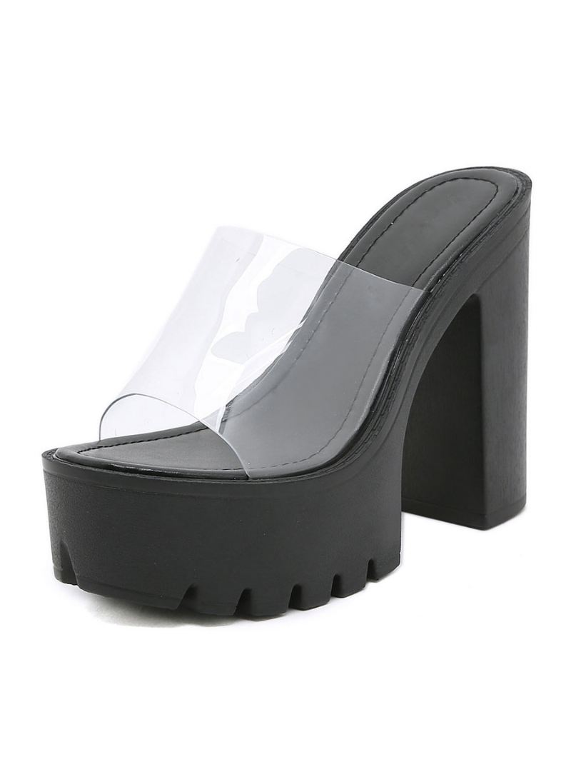 Damesslingbacks Chunky Heel Pvc-bovenmuiltjes Koffiebruin - Zwart