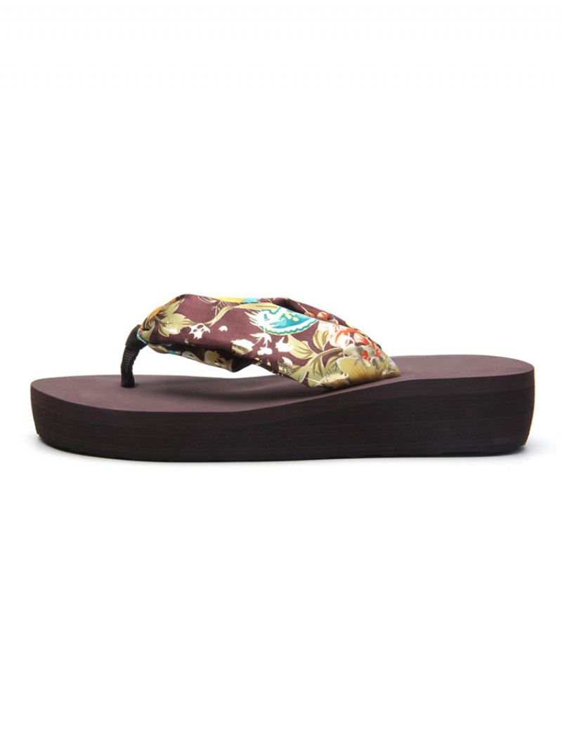 Damesslippers Boheemse Pvc-slippers Met Open Teen Sleehak - Koffiebruin