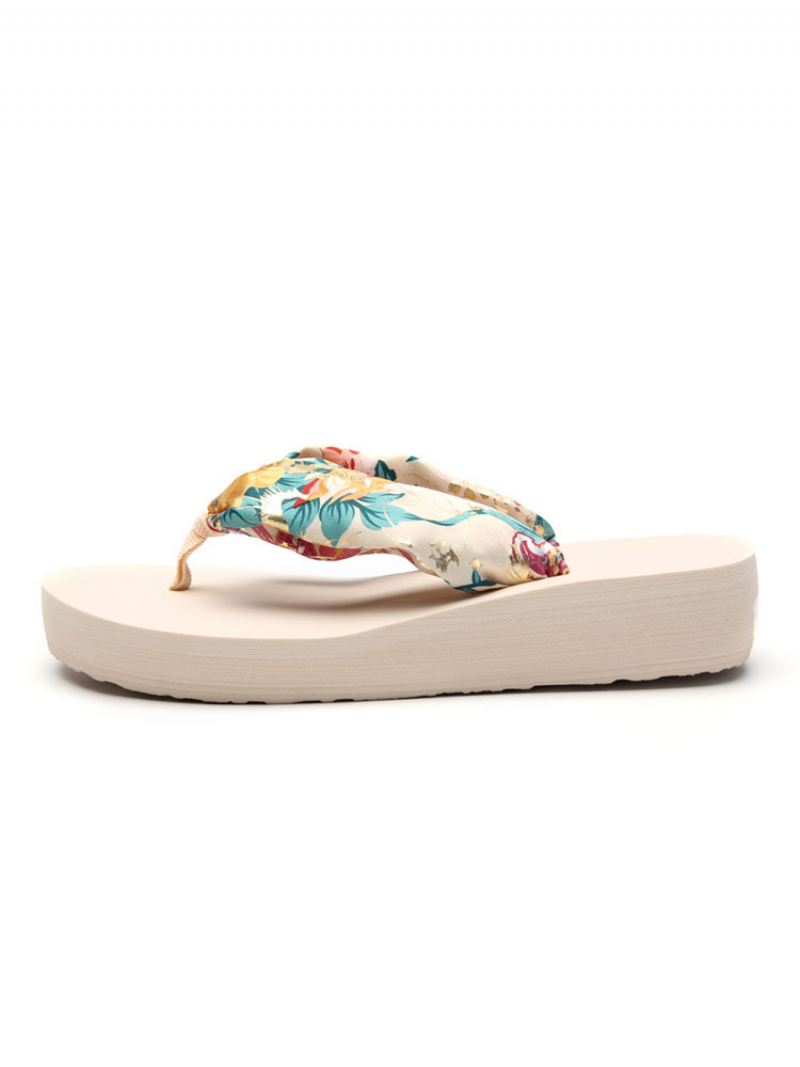 Damesslippers Boheemse Pvc-slippers Met Open Teen Sleehak - Beige