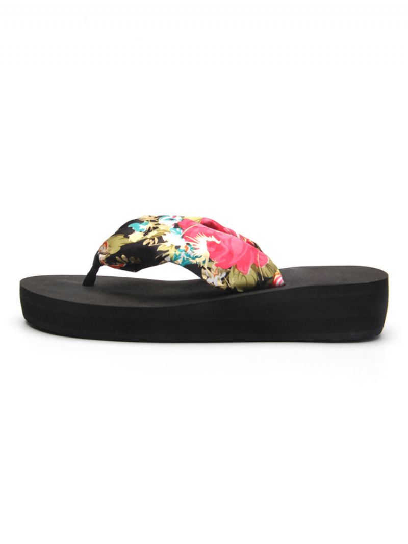 Damesslippers Boheemse Pvc-slippers Met Open Teen Sleehak - Zwart