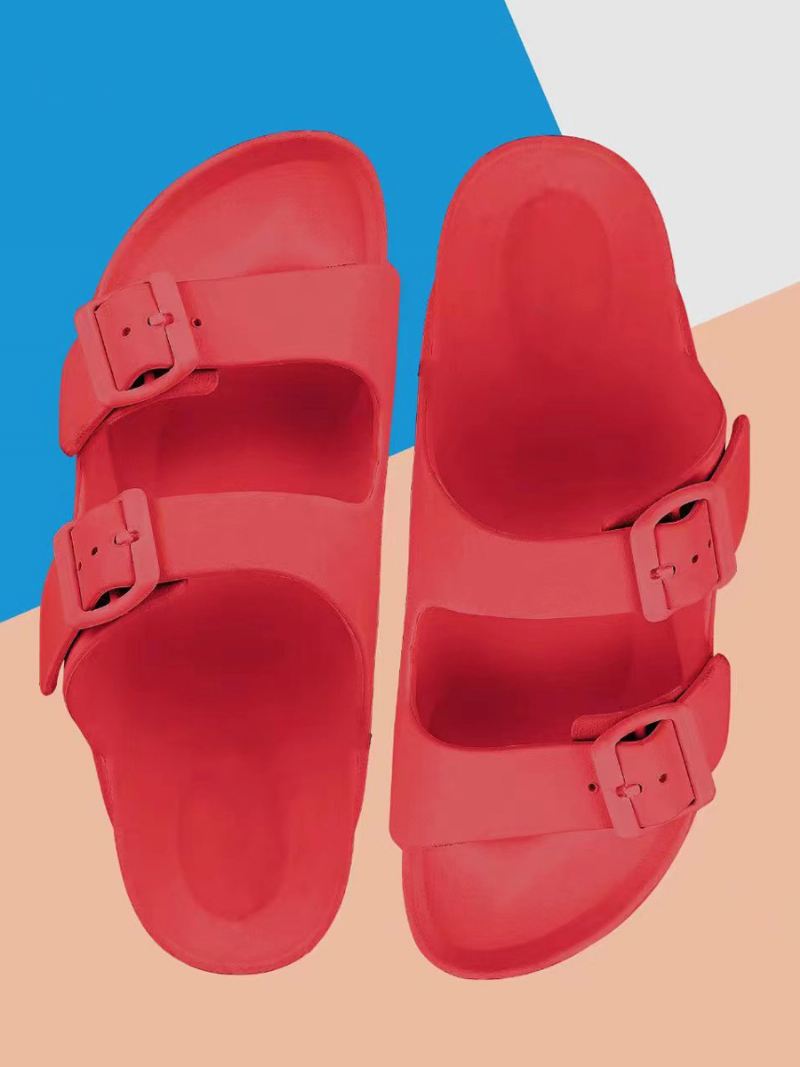 Damesslippers. Casual Rubberen Pantoffels Met Ronde Neus - Rood