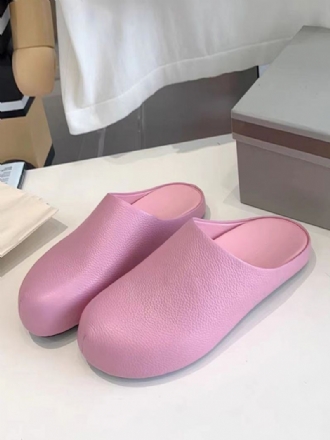 Roze Platte Muilezels Dames Slip-on Pantoffels Met Ronde Neus