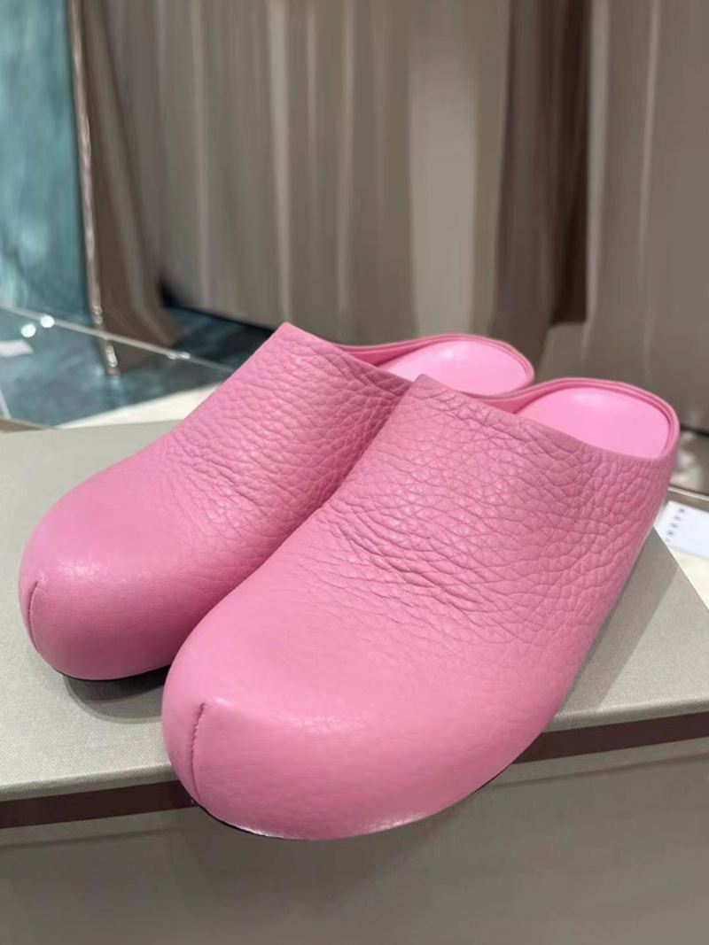 Roze Platte Muilezels Dames Slip-on Pantoffels Met Ronde Neus - Roze