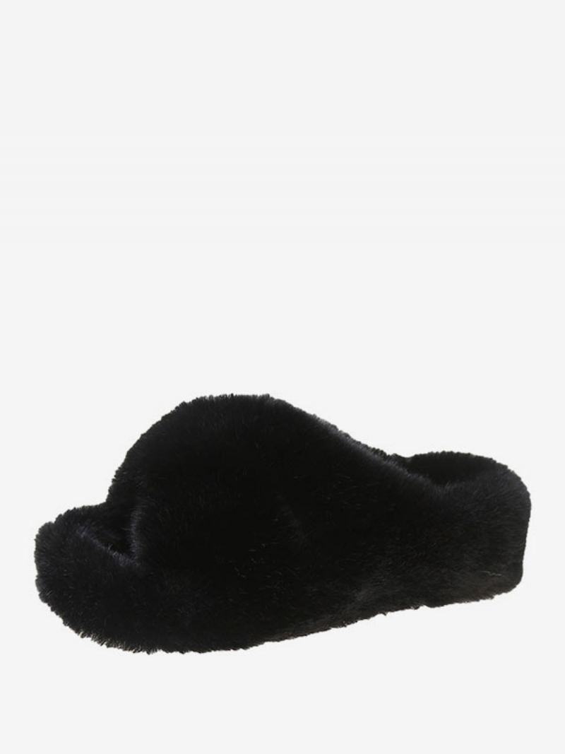 Winterpantoffels Dames Open Teen Gebreide Wollen Platte Slippers