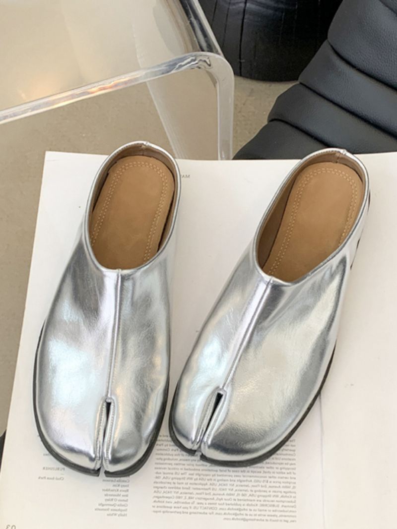 Zwarte Klompen Dames Met Vingers Ontworpen Slip-on Pantoffels - Zilver