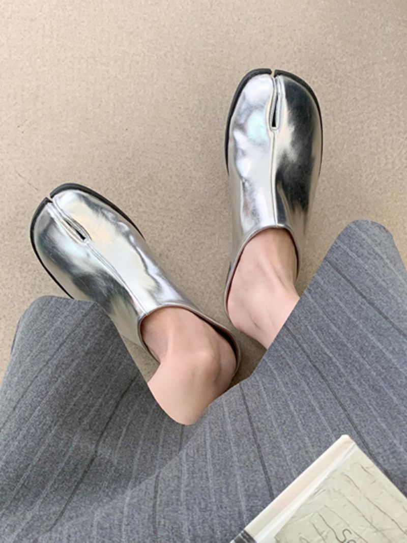 Zwarte Klompen Dames Met Vingers Ontworpen Slip-on Pantoffels - Zilver