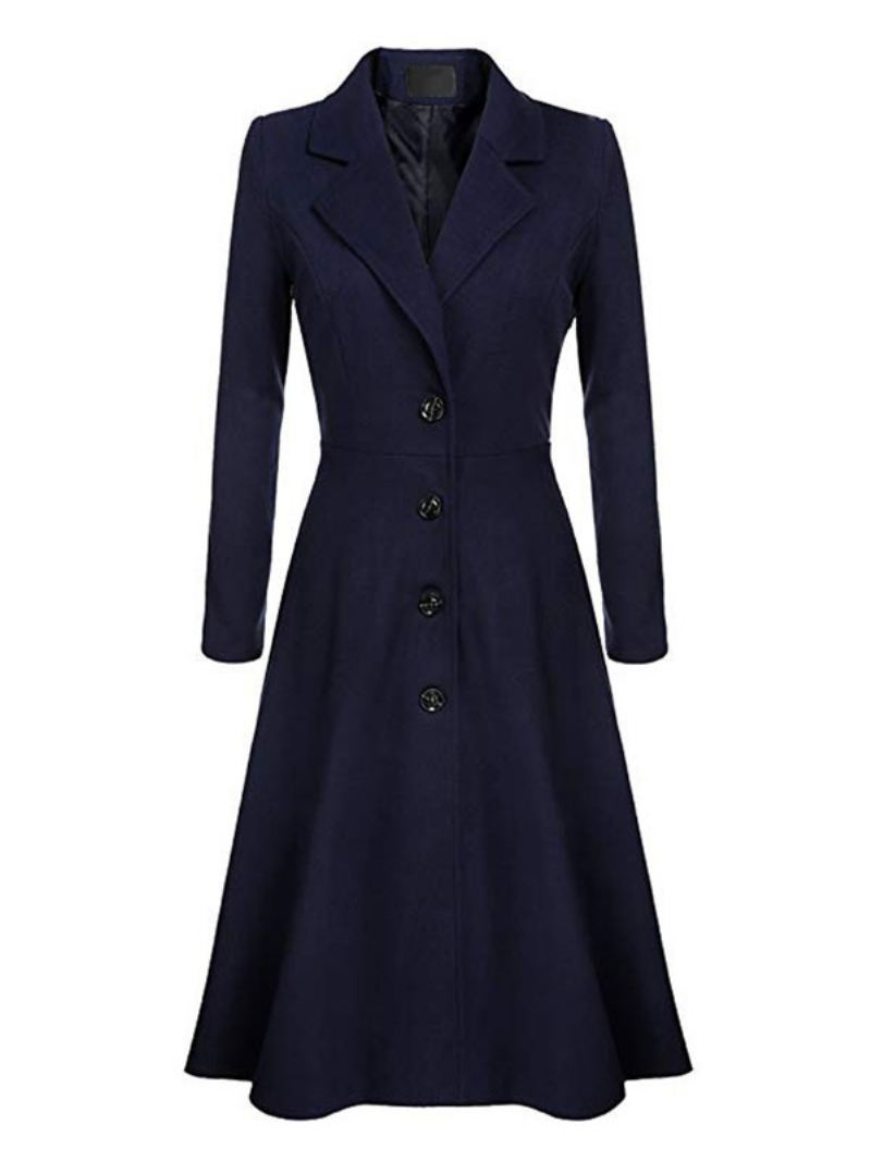 Dames Swing Coat Jaren 50 Lange Mouw Kraag Fit Flare Winterjas