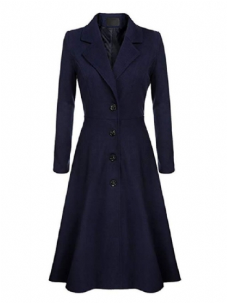 Dames Swing Coat Jaren 50 Lange Mouw Kraag Fit Flare Winterjas