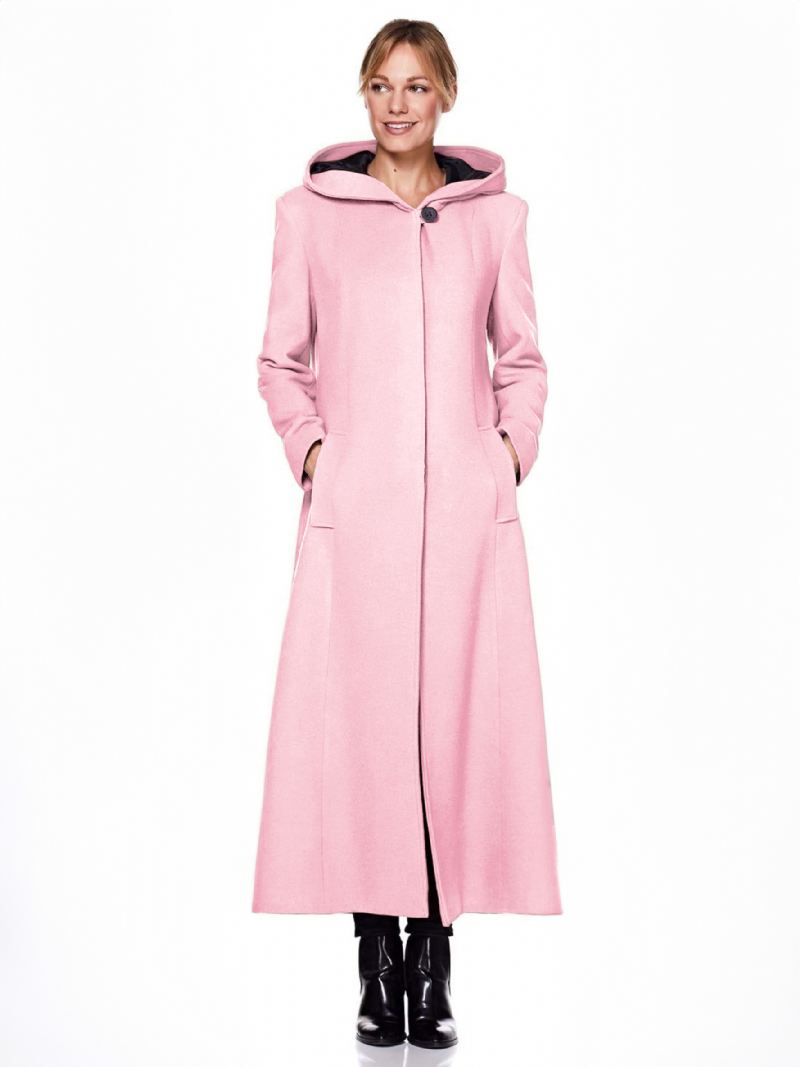 Dameswikkeljas Met Capuchon Warmte Oversized Wollen Winterbovenkleding - Roze