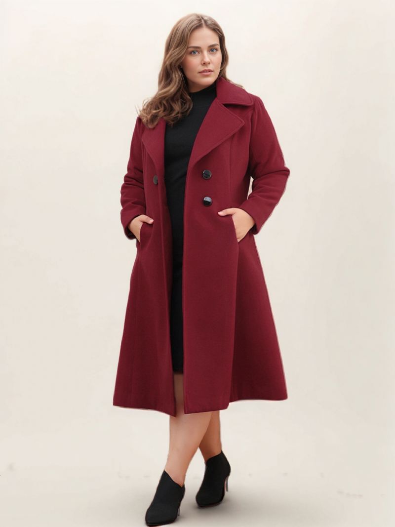 Plus Size Wikkeljas Dames Warme Winterbovenkleding - Bordeaux