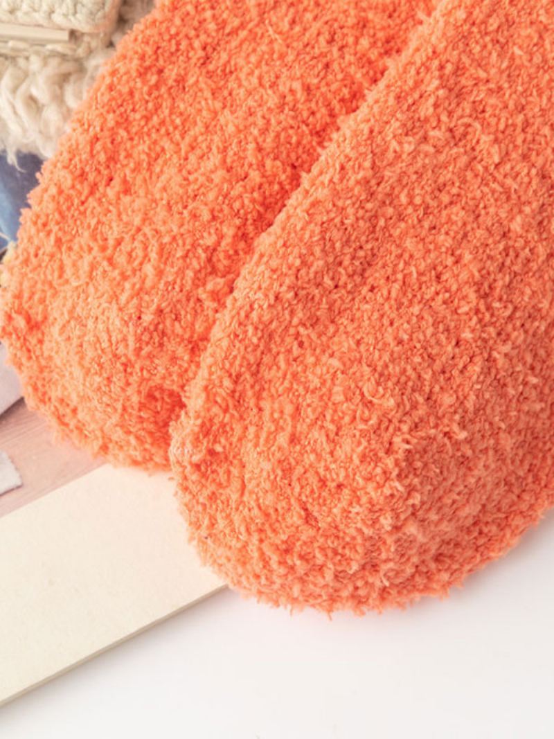 Sokken Oranje Coral Fleece Kerstpatroon - Oranje