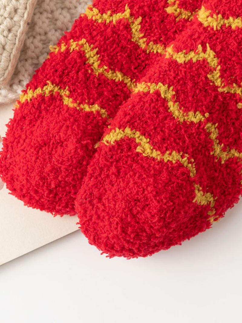 Sokken Rood Coral Fleece Kerstpatroon - Rood