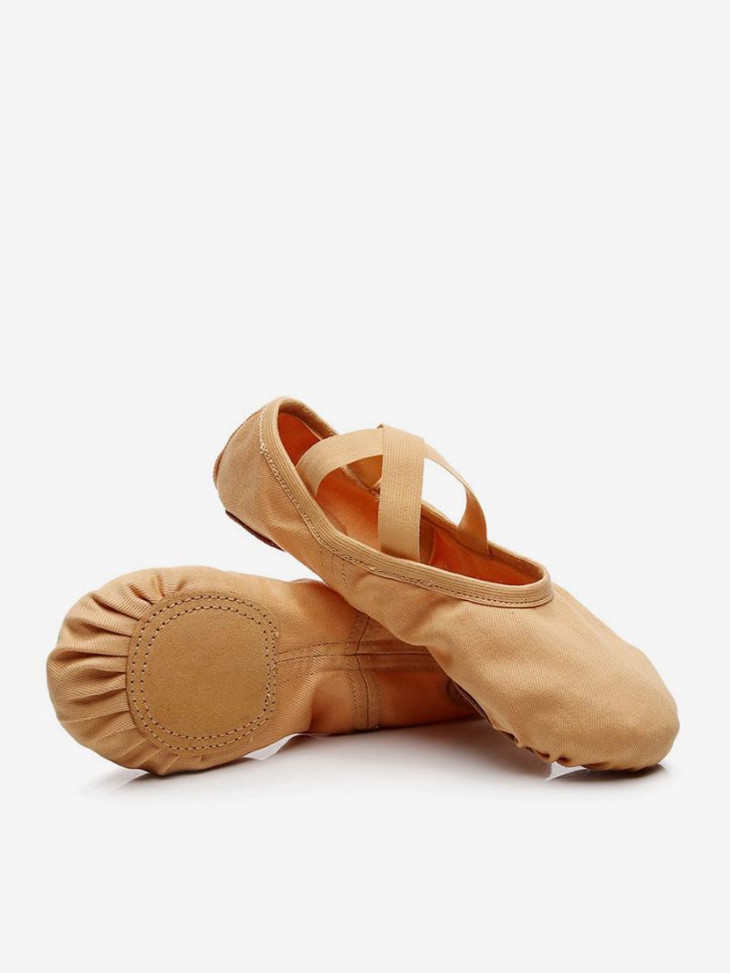 Balletdansschoenen Dames Camel Dansschoenen Met Gesloten Neus - Camel