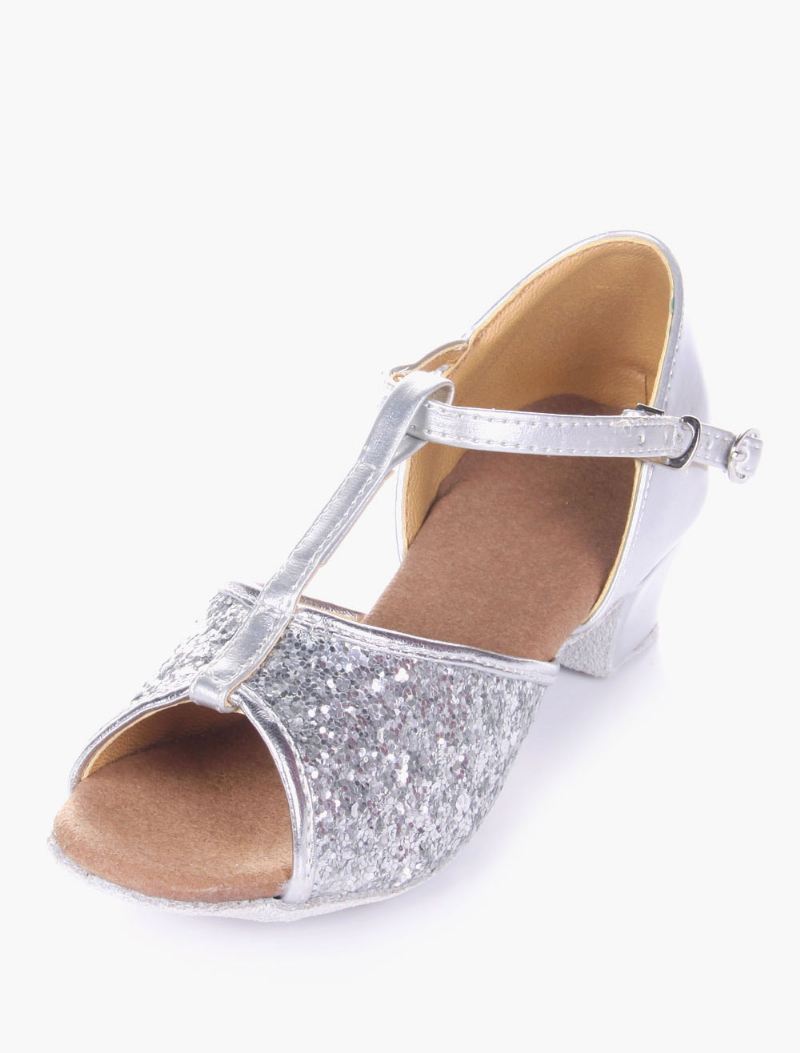 Dames Glitter Ballroom Dansschoenen Open Teen Zachte Zool Latin Kinderen