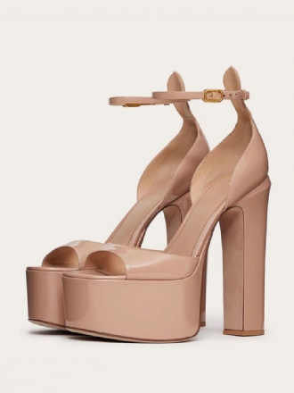 Dames Nude Hoge Hak Sandalen Platform Open Teen Enkelbandje Feest-galaschoenen