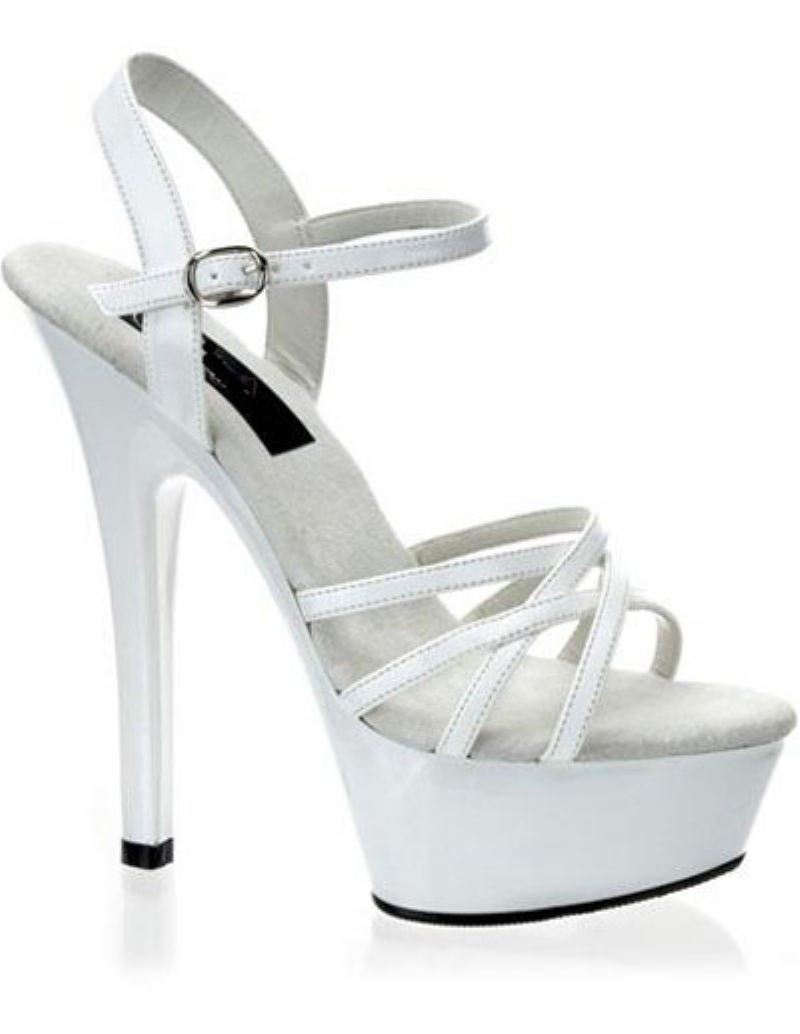 Dames Paaldansschoenen Hoge Hak Witte Enkelband Platform Sandalen Stripper Schoenen