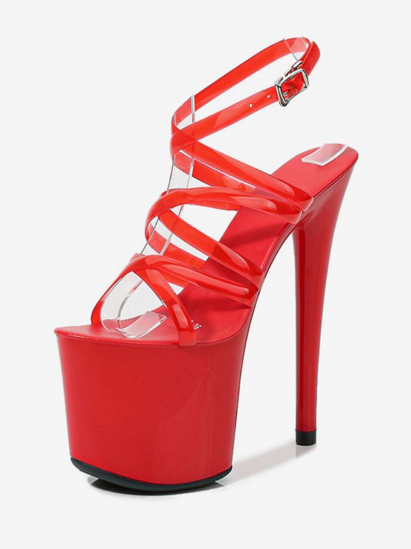 Dames Paaldansschoenen Pleaser-laarzen Met Hoge Hak Platform - Rood