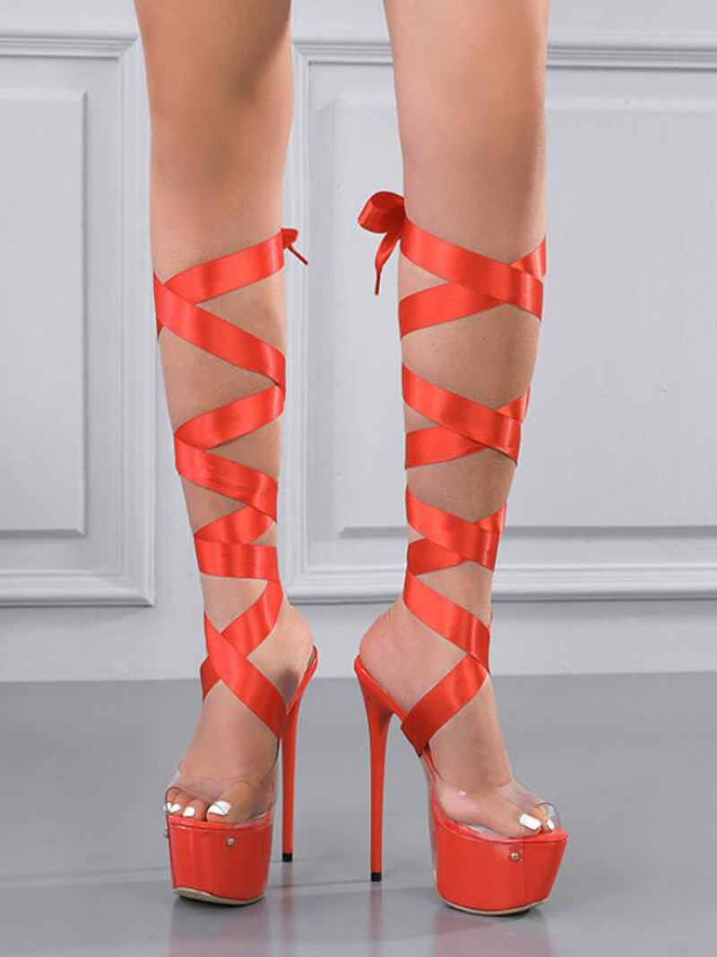 Dames Sandalen Met Bandjes Platform Sexy Hakken - Rood