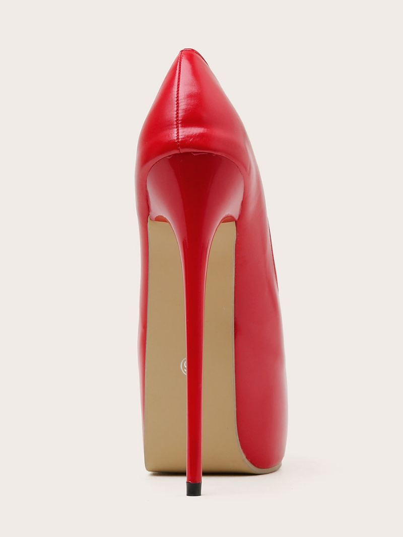 Dames Sexy Hoge Hakken Naaldhak Peep Toe Pu-leer Rode Pumps - Rood