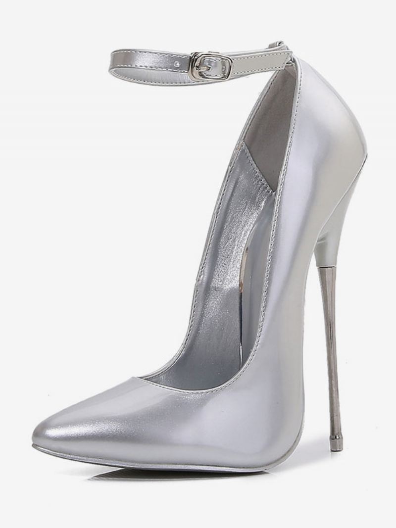 Dames Sexy Hoge Hakken Naaldhak Pu Lederen Pumps - Zilver