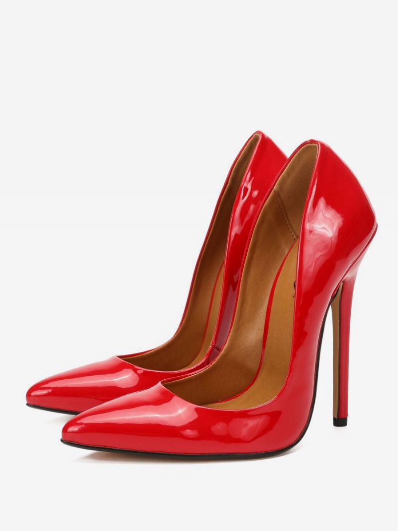 Dames Sexy Hoge Hakken Naaldhak Pu Lederen Pumps - Rood