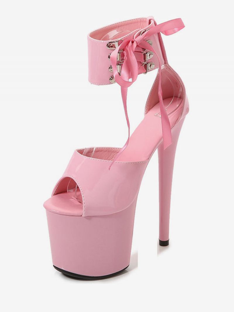 Dames Sexy Paaldansschoenen Hoge Hak Platform Veterschoenen Pleaser - Roze