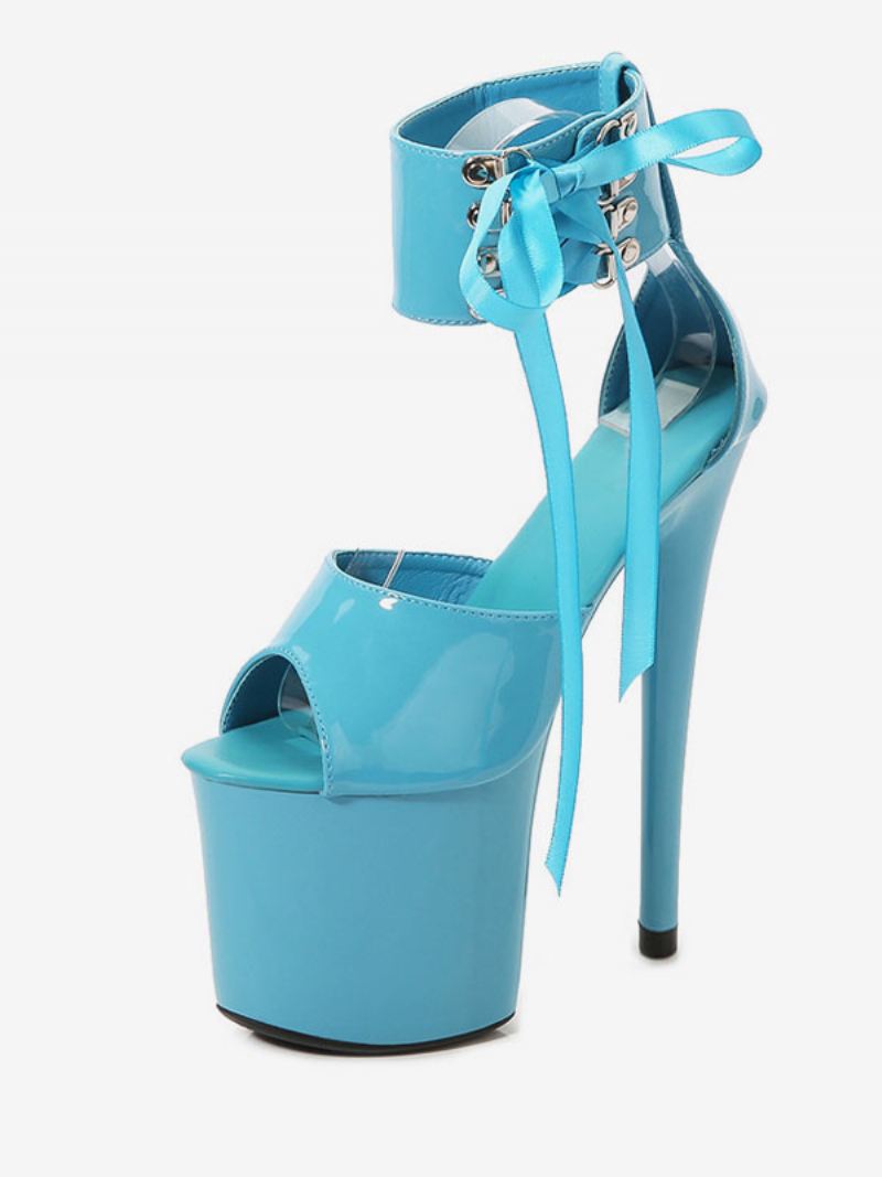 Dames Sexy Paaldansschoenen Hoge Hak Platform Veterschoenen Pleaser - Aqua