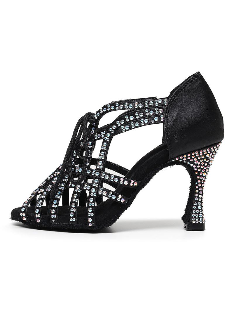 Dames Strass Dansschoenen Met Veters - Zwart