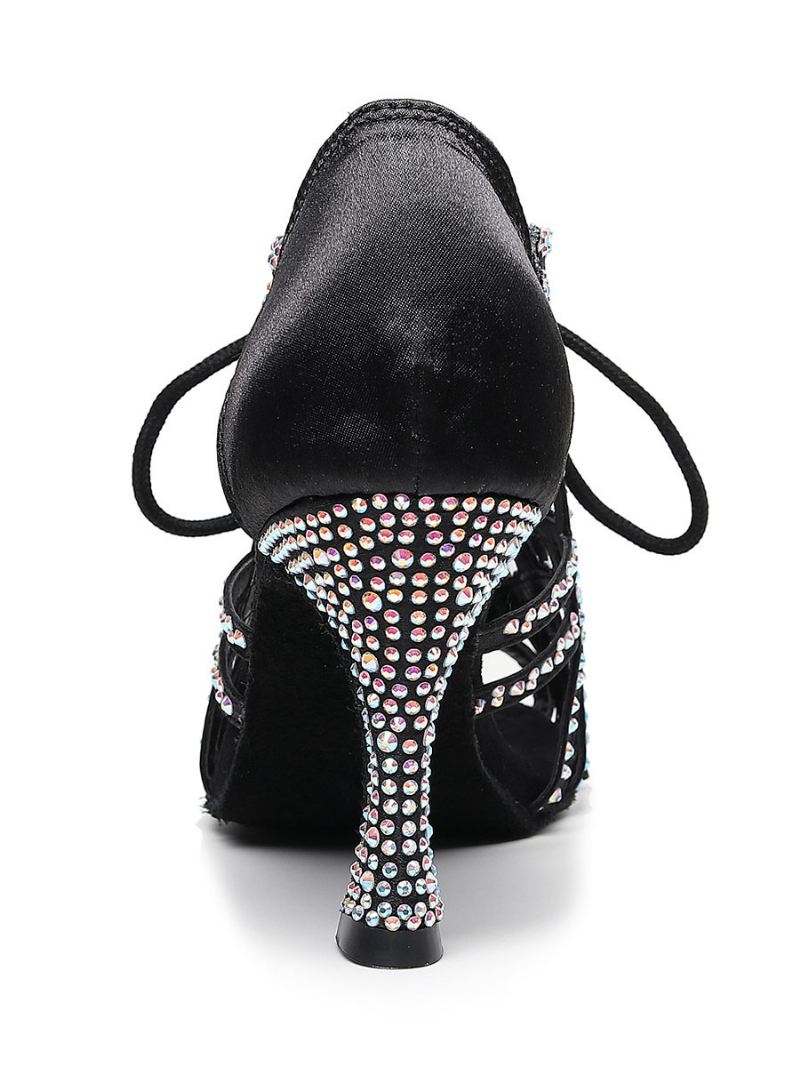 Dames Strass Dansschoenen Met Veters - Zwart