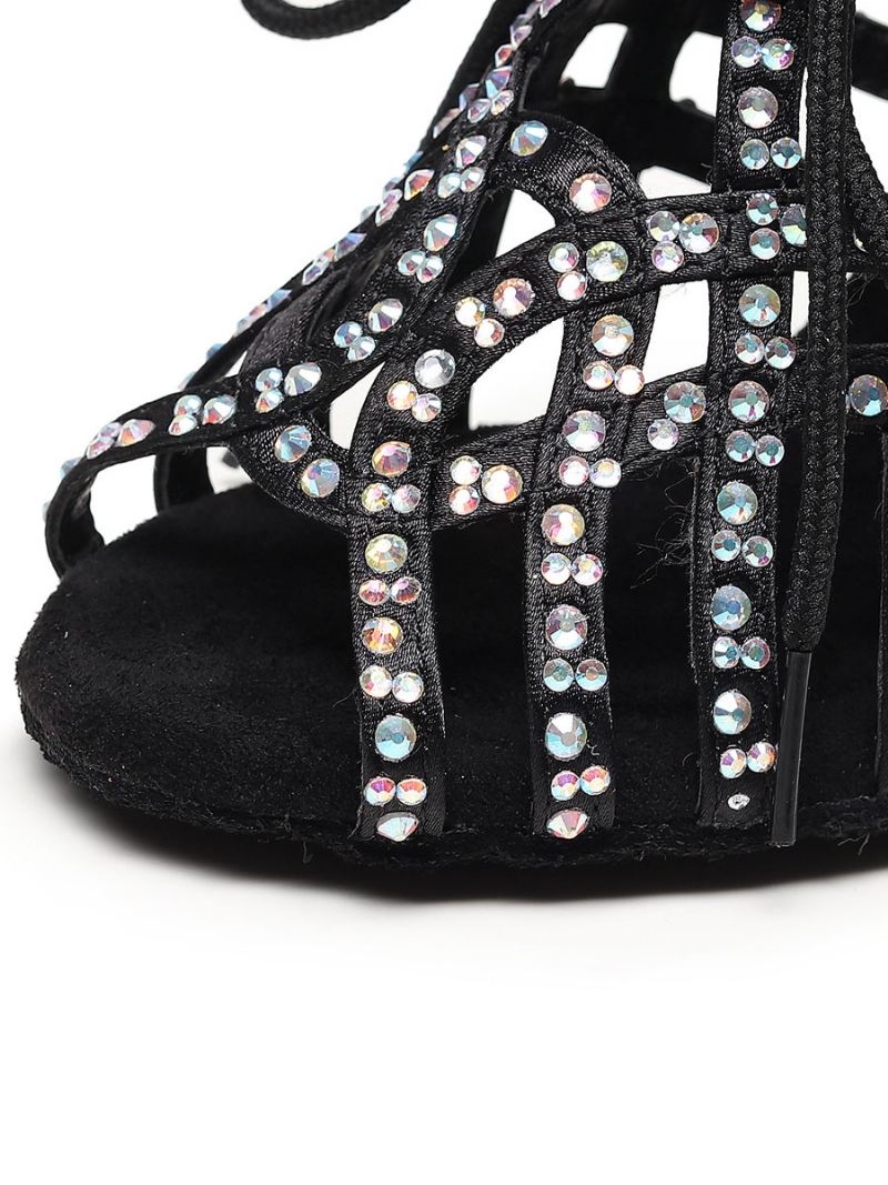 Dames Strass Dansschoenen Met Veters - Zwart