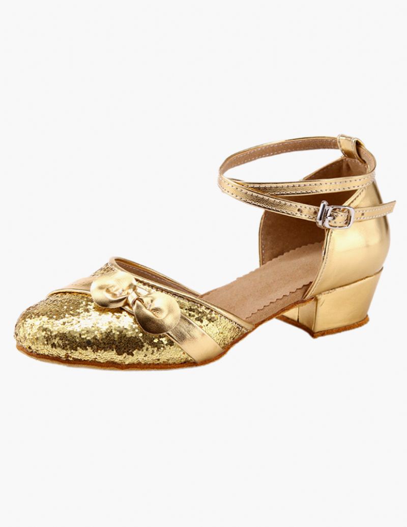 Glitter Latin-dansschoenen Dames Met Enkelbandje - Goud