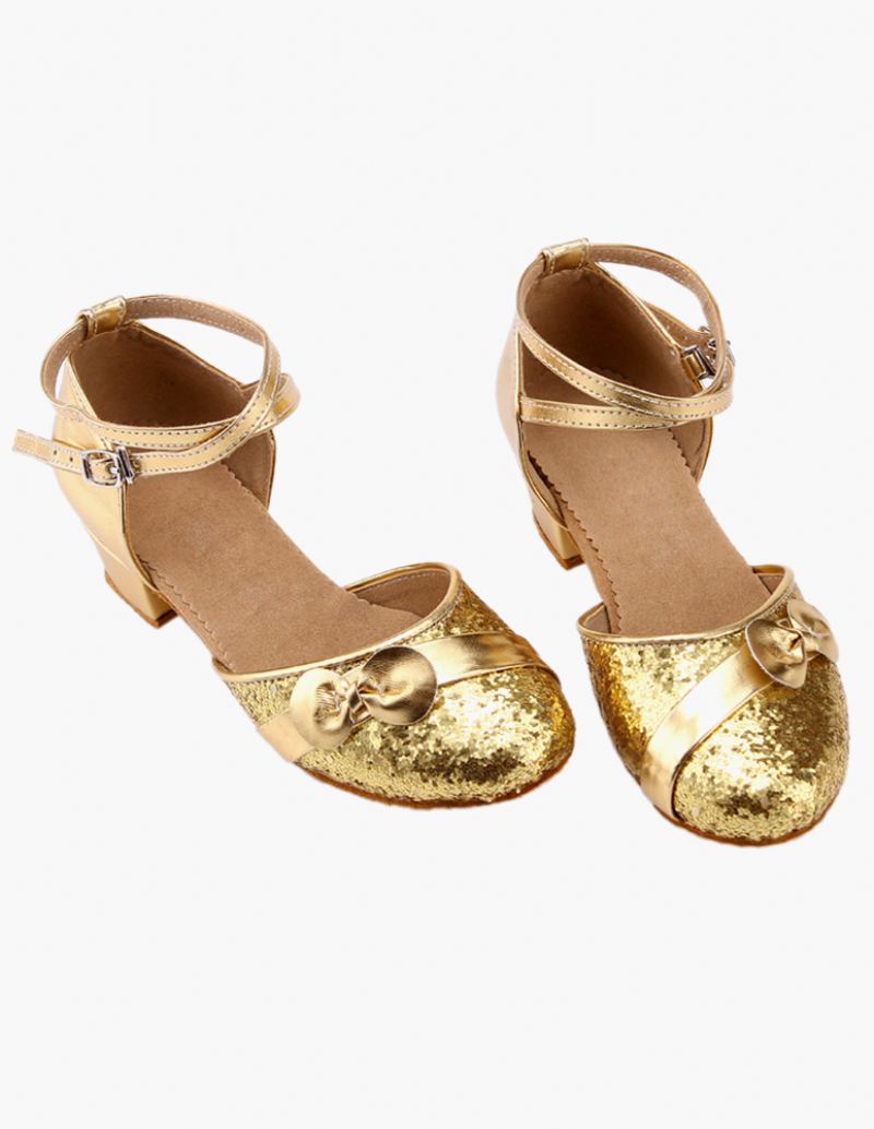 Glitter Latin-dansschoenen Dames Met Enkelbandje - Goud