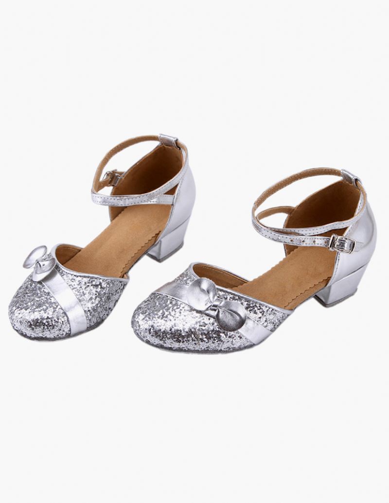 Glitter Latin-dansschoenen Dames Met Enkelbandje - Zilver