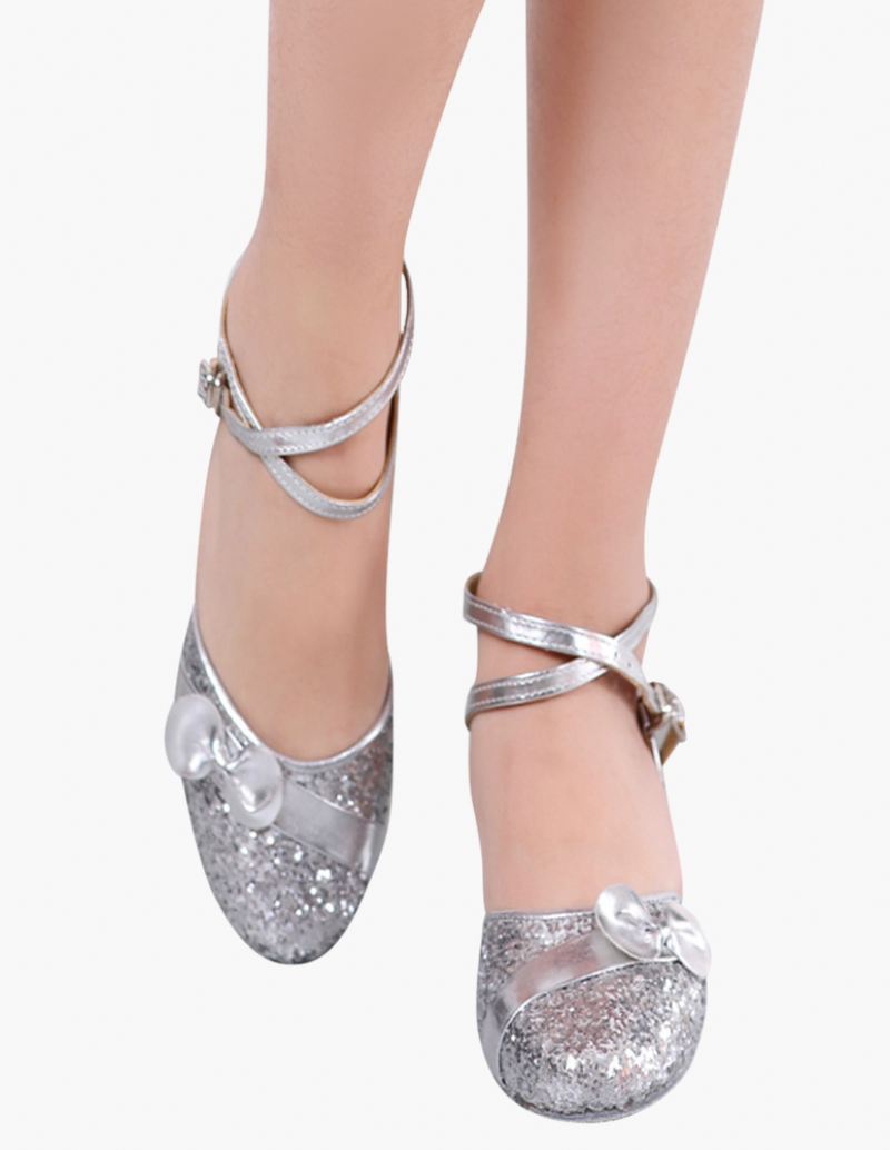 Glitter Latin-dansschoenen Dames Met Enkelbandje - Zilver