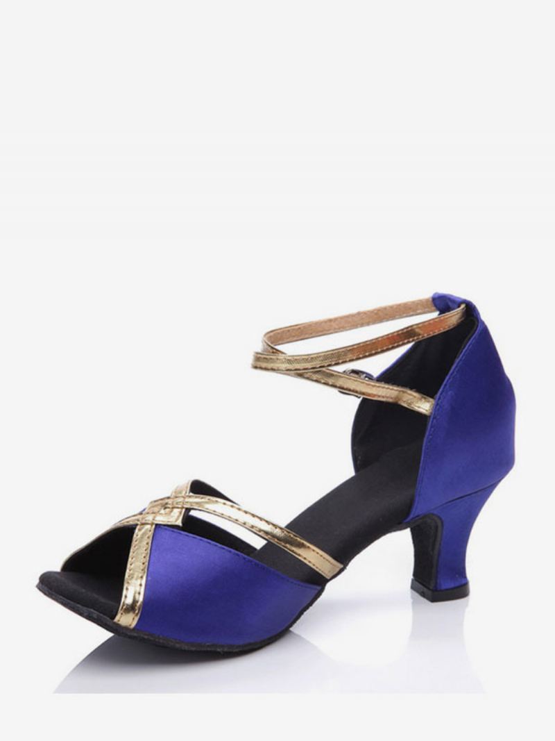 Latin-dansschoenen Dames Ballroomdansschoenen Met Ronde Neus Gesp - Blauw