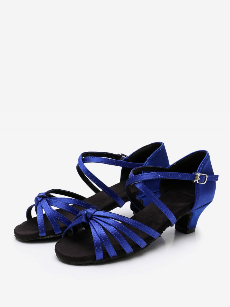 Latin-dansschoenen Dames Lichtbruine Ballroomdansschoenen Met Ronde Neus - Blauw